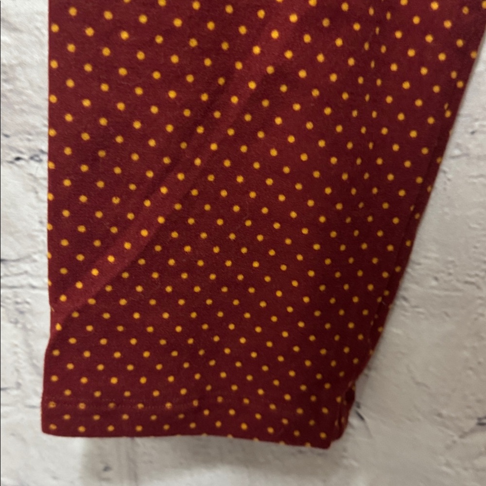 LuLaRoe TC Rust & Mustard Polka Dot Comfy Buttery Soft Legging - Picture 4 of 8